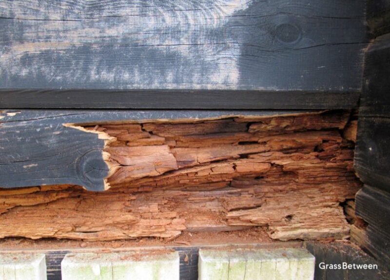 雨漏れによる家の木材腐食画像
