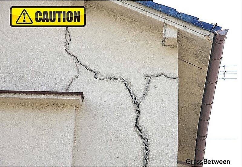 地震などによる外壁に入った「クラック」画像