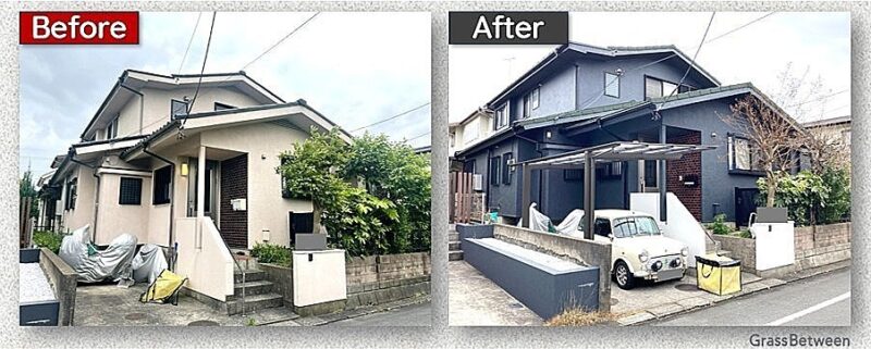 ベージュ系外壁からブルー系外壁に塗替え画像