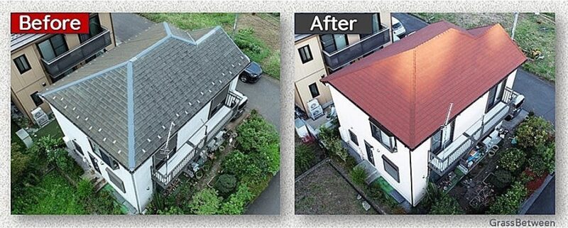 屋根カバー工法（ディーズルーフィング・ディプロマットスター・テラコッタ）画像