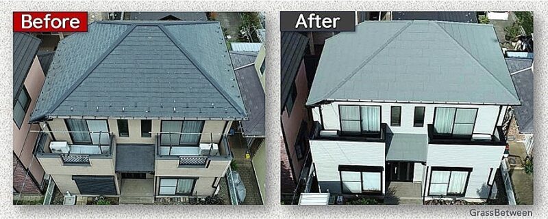 屋根カバー工法（ディーズルーフィング・エコグラーニ・グリーン）画像