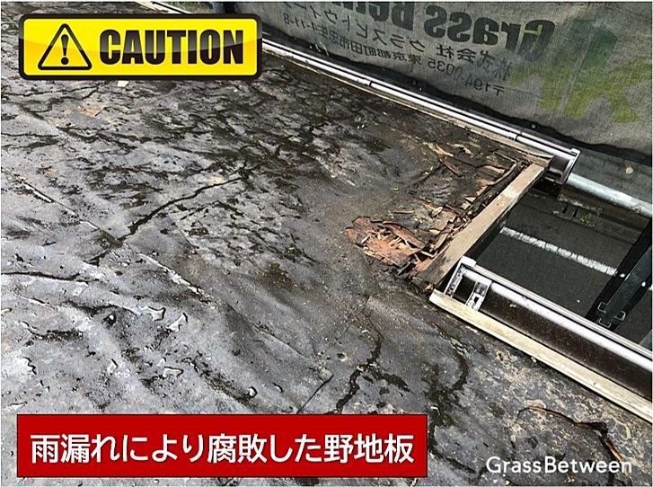 雨漏れによる野地板の腐敗画像