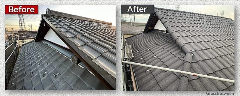 Before/After瓦屋根から屋根葺き替え画像